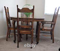 Antique Tiger Oak Dining Room Table/4 Chairs Table is 44 x 44