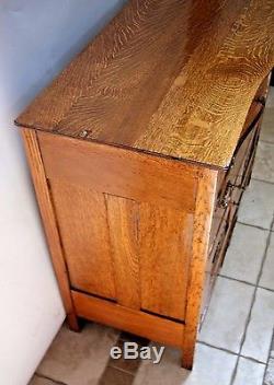 Antique Tiger Oak Dresser Buffet with Bottom Cabinet Mission style legs