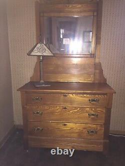 Antique Tiger Oak Dresser With Mirror