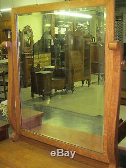 Antique Tiger Oak Dresser with Beveled Mirror