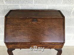 Antique Tiger Oak Drop Front Secretary Desk