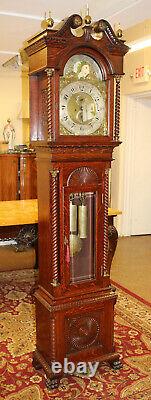 Antique Tiger Oak Durfee Pattern 42 Attributed Grandfather Clock Tall Case