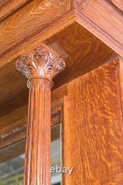 Antique Tiger Oak Egg & Dart Detail Mirrored Mantel