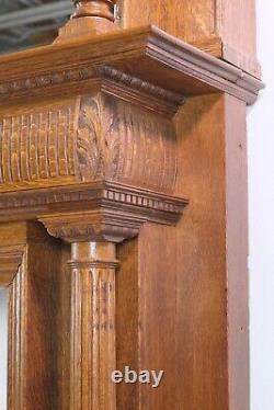 Antique Tiger Oak Egg & Dart Detail Mirrored Mantel