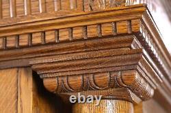 Antique Tiger Oak Egg & Dart Detail Mirrored Mantel