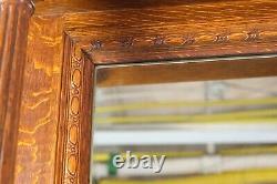 Antique Tiger Oak Egg & Dart Detail Mirrored Mantel