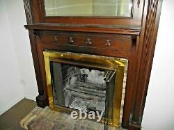 Antique Tiger Oak Fireplace Mantel Insert Late 1800s withBeveled Mirror