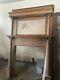Antique Tiger Oak Fireplace Mantel Insert With Mirror Circa Late 1800s