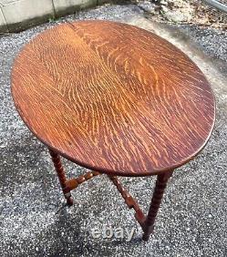 Antique Tiger Oak Flip Top Tilt Top Gate Leg Table