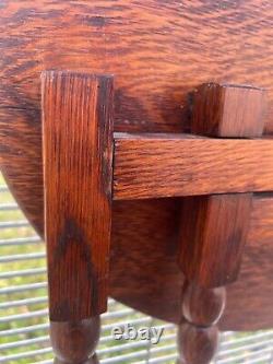 Antique Tiger Oak Flip Top Tilt Top Gate Leg Table
