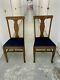 Antique Tiger Oak Formal T-back Dining Room Chairs Refinished Matching Pair