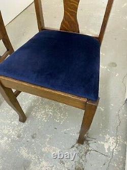 Antique Tiger Oak Formal T-Back Dining Room Chairs Refinished Matching Pair