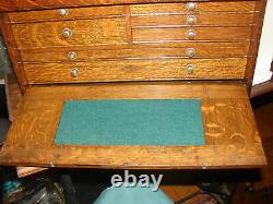 Antique Tiger Oak Gerstner & Sons Machinist Oak Tool Box 7 Drawers 20 X 12 X 9