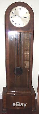 Antique Tiger Oak Grandfather Clock Art Deco Dial Germany