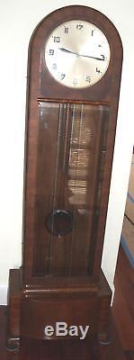 Antique Tiger Oak Grandfather Clock Art Deco Dial Germany