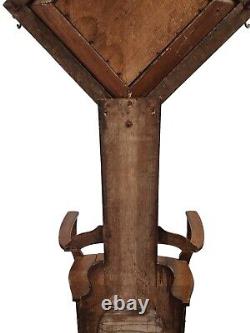 Antique Tiger Oak Hall Tree Coat Hat Rack with Lift up Seat Storage Bench