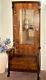 Antique Tiger Oak Hall Tree Entryway Coat Stand With Beveled Mirror & Storage-rare