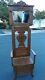 Antique Tiger Oak Hall Tree With Seated Bench And Attachable Umbrella Holder