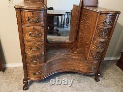 Antique Tiger Oak Harlow dresser with Full Length mirror