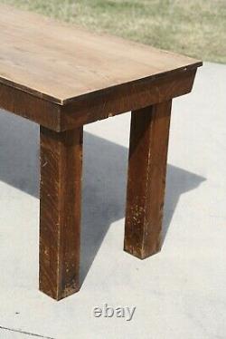 Antique Tiger Oak Harvest Farmhouse Country Ranch Dining Table Kitchen island