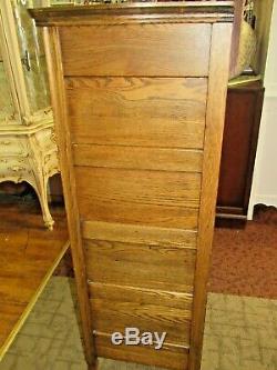 Antique Tiger Oak Highboy Dresser with Mirror