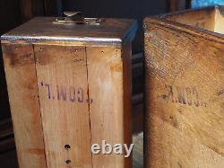 Antique Tiger Oak Index Card Filing Cabinet Two Drawers