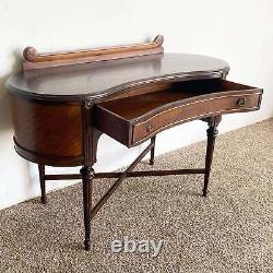Antique Tiger Oak Kidney Shaped Writing Desk