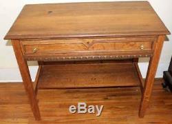 Antique Tiger Oak Ladies Writing Table Desk with Drawer Art Deco Local Pickup