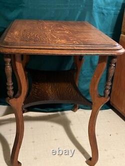 Antique Tiger Oak Lamp Table From The 1930's