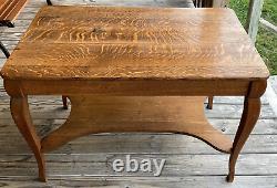 Antique Tiger Oak Library Table Early 1920's Beautiful