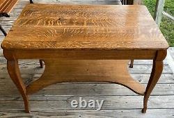 Antique Tiger Oak Library Table Eye Catching 1920's Prohibition era