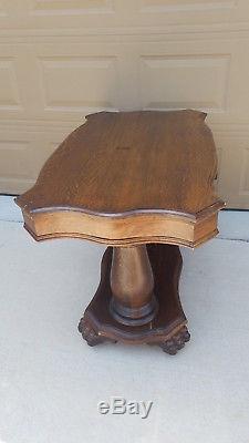 Antique Tiger Oak Library Writing Table UT Austin Texas! Claw foot partner desk