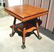 Antique Tiger Oak Man Of The North Iron And Glass Claw Ball Feet Parlor Table