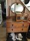 Antique Tiger Oak Mirror Top Dresser With Mirror Early 20th C. 60hx18dx38.5w