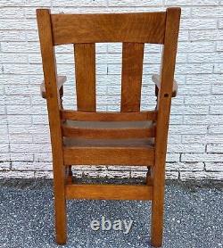 Antique Tiger Oak Mission Style Arm Chair by Stickley Bros Co Grand Rapids