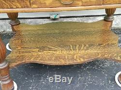 Antique Tiger Oak One Drawer Table