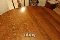 Antique Tiger Oak Oval Dining Table, Carved Lion Feet, with 2 Leaves 86