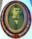 Antique Tiger Oak Oval Picture Frame With Glass Young Man 23 X 17