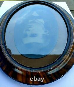 Antique Tiger Oak Oval Picture Frame With Glass Young Man 23 x 17