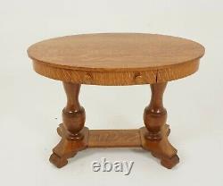 Antique Tiger Oak Oval Writing Table, Desk, America 1900, B2690