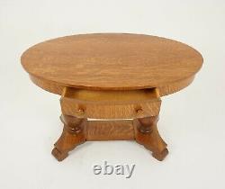 Antique Tiger Oak Oval Writing Table, Desk, America 1900, B2690