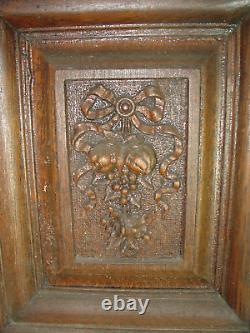 Antique Tiger Oak Paneled Door Parts Fruit Bow Key Hole Pair 2 Re-Furbish