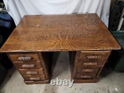 Antique Tiger Oak Partners Desk Small (Local Pick Up or You Ship)