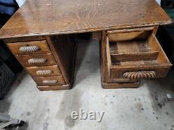 Antique Tiger Oak Partners Desk Small (Local Pick Up or You Ship)