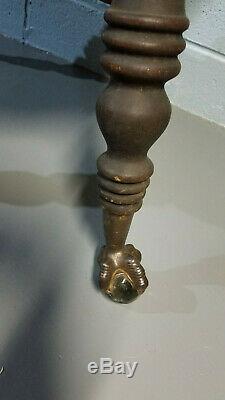 Antique Tiger Oak Pedestal And End Table Set Ball And Claw Foot Gorgeous