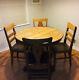 Antique Tiger Oak Pedestal Dining Table And 4 Chairs Claw Foot 42 Inch