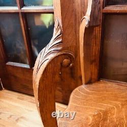 Antique Tiger Oak Pedestal Stand Hall Table Plant Stand Two Levels Beautiful