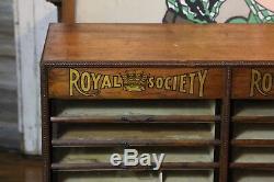 Antique Tiger Oak Royal Society Spool Cabinet Sewing Storage 36 Drawer Vintage