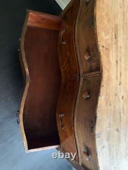 Antique Tiger Oak Serpentine Four Drawer Dresser