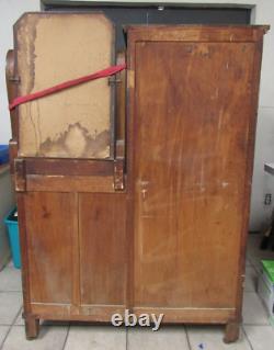 Antique Tiger Oak Side By Side Armoire & Dresser Local Pick Up Only
